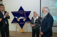 Unveiling of a Holocaust survivor's plaque and Argentina's military dictatorship at the former headquarters of ESMA