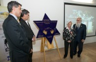 Unveiling of a Holocaust survivor's plaque and Argentina's military dictatorship at the former headquarters of ESMA