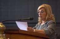 “… Es nuestra obligación ética  buscar en este tipo de  encuentros académicos, los caminos para construir la cultura de Paz” expresó la Dra. Hermelinda Alvarenga de Ortega, secretaria Pro Témpore de ALIUP, en sus palabras de bienvenida a la Sesión Académica de CUMIPAZ