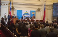 Acto de Instalación de la Cumbre de Integración por la Paz CUMIPAZ, en el ex Congreso de Chile, 3 de noviembre de 2015.  