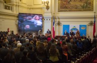 The opening act of CUMIPAZ was chaired by the President of the Supreme Court of Justice of Chile, Dr. Sergio Muñoz Gajardo and Dr. William Soto Santiago, CEO of the Global Embassy of Activists for Peace (GEAP) and President of CUMIPAZ 2015.