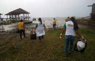 Cleaning the beach at the natural reserve