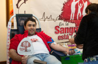 A young person voluntarily donating blood